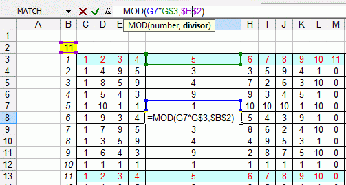 Exponentiation mod 11